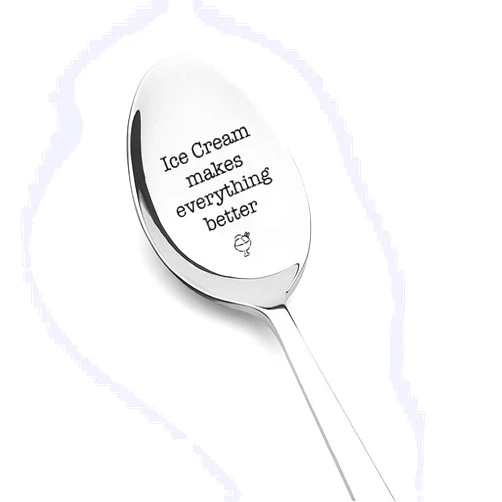 Guqqeuc Ice Cream Makes Everything Better Spoon Gifts for Ice Cream Lover Gifts for Women Men Birthday Christmas Gifts for Friend Family Ice Cream Day Party Tableware Dessert Spoons