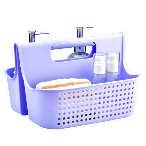 ALINK Portable Plastic Shower Caddy Basket, Large Cleaning Supply Caddy Organizer Storage Tote with Handle for Bathroom, College, Self, Cabinet, Dorm Room Essentials - Purple