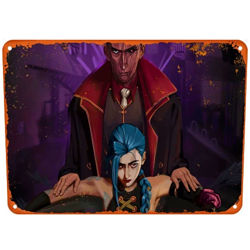 Zjskwkcoki Arcane Jinx Silco 4K #5761E Game Poster 8X12 Inch Vintage Metal Aluminum Sign Home Decor Garage Cave Wall Art Plaque For Men Women