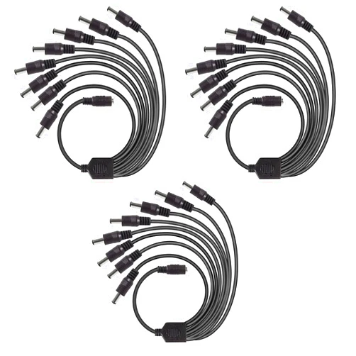 Deguangxin DC 1 Female to 8 Male Output Power Splitter Cable 3 Pcs 1 to 8 DC CCTV Camera Power Splitter Cable Y Adapter for CCTV Security Cameras and LED Strip Lights Deguangxin (3 Pcs 1 to 8 Way)