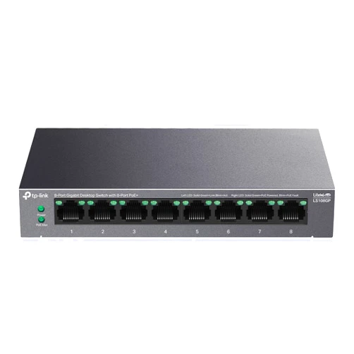TP-Link LS108GP | 8 Port PoE Gigabit Ethernet Switch | 8 PoE+ Port @ 62W | Plug & Play | Extend Mode | PoE Auto Recovery | Desktop/Wall Mount | Silent Operation