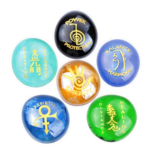 BestAmulets Reiki ChoKu Rei Balance Harmony Healing Rebirth Protection Energy Inspirational Amulets Glass Stones Set
