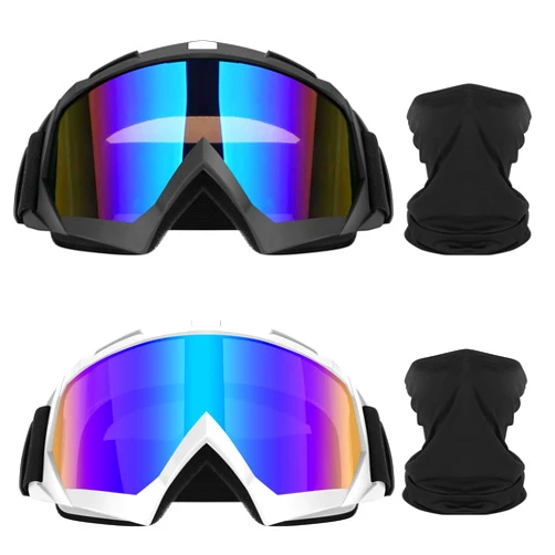 Lievermo Motorcycle Goggles Dirt Bike Goggles 2 Pack ATV Off-Road Riding Motocross Ski Goggles
