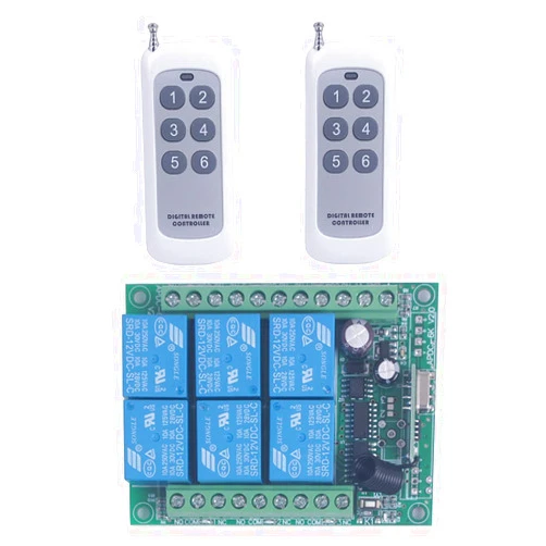 Mangood 433mhz 12V DC 6 Channel Wireless Remote Control Relay Switch 12V Remote Relay ON Off Transmitter and Receiver Universal Motor Light Door Window Controller (12V 2X Control 433MHz)