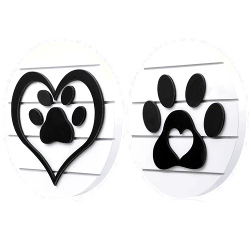 Jetec 2 Pieces Wooden Paw Sign Pet Print Dog Paw Wood Decor Farmhouse Tiered Tray Decorations Rustic Round Ornaments for Window Sill Table