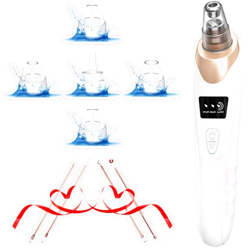 Pentel Blackhead Remover Pore Vacuum Kit - 2023 Upgraded Blackhead Extractor Tool with 3 Adjustable Suction Levels, 5 Probes, USB Rechargeable, Suitable for Women and Men