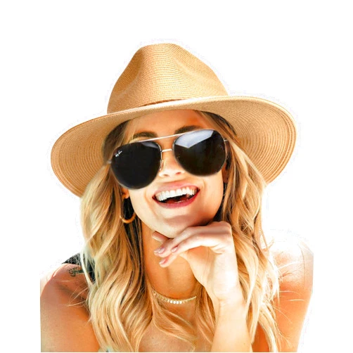 FURTALK Sun Hats for Women Summer Wide Brim UV UPF 80+ Panama Fedora Foldable Packable Straw Beach Hat