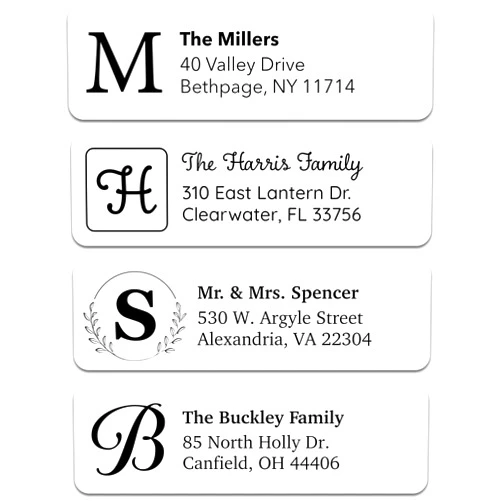 Bunny Badges Personalized Return Address Labels - Monogram Address Labels on Sheets (100-1000 Labels)
