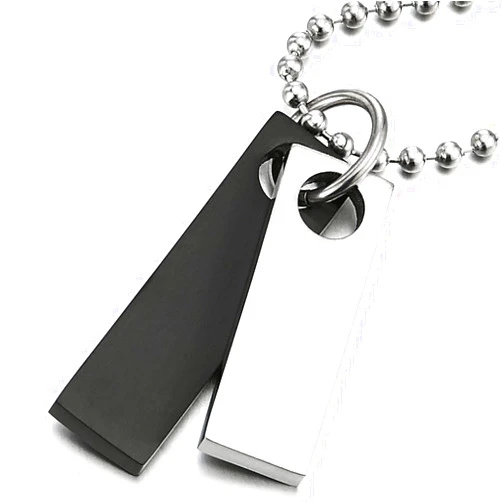 COOLSTEELANDBEYOND Minimalist Mens Stainless Steel Two-Pieces Dog Tag Pendant Necklace