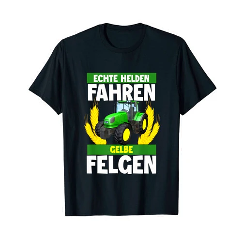Trecker Spruch Landwirtschaft Trekker Shirt Bauern Bauer Tractor Farmer Child Real Heroes Driving Yellow Rims T-Shirt
