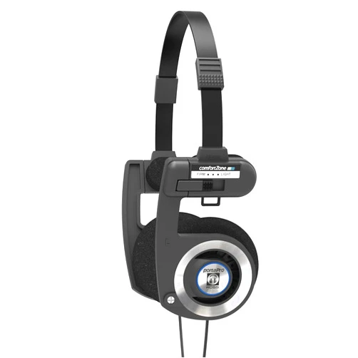 Koss Porta Pro Black On-Ear Headphones, Retro Style, Collapsible Design, Case Included, Black