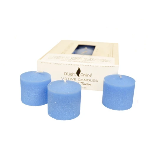 D'light Online Long 10 Hour Burn Time Unscented Votive Candles - Small Candles for Birthdays, Baby Shower, Home Decoration, Restaurants and Weddings (Light Blue, 10 Hour - Set of 12)