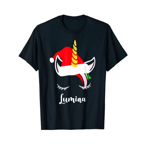 Zum2 Lumina Name Gifts Lumina Name Gift - Lumina Santa Unicorn T-Shirt
