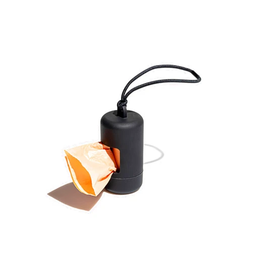 Wild One Dog Poop Bag Holder and Dispenser with Leash Attachment, Leak Proof, Easy Twist Top for Refills, Includes 1 Roll Poop Bags, Black