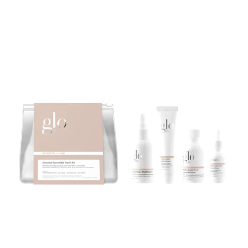 Glo Skin Beauty Brighten + Glow Travel Set | Mini Professional Skincare Kit | Travel Size Skincare Regimen Collection
