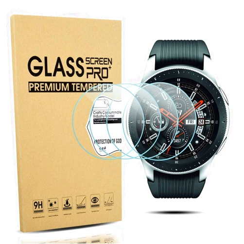 Diruite 4-Pack for Samsung Galaxy Watch 46mm (2018) / Gear S3 Screen Protector Tempered Glass, [2.5D 9H Hardness] [Anti-Scratch] (DO NOT Fit for Galaxy Watch 4 Classic 46mm)