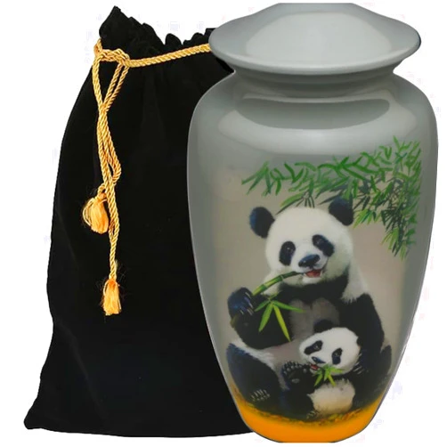EDEN URNS for Human Ashes Adult Memorial urn Funeral Cremation Urns Giant Panda (Aluminum)
