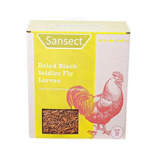 SANSECT 5LB Non-GMO, high Calcium, Natural Dried Black Solider Fly Larvae for Chickens, Wild Birds