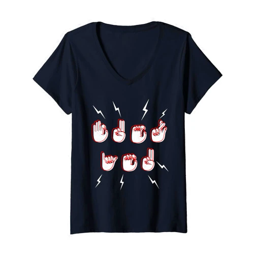 ASL Sign Language Design For Lovely Deaf People F... YOU as ASL Sign Language ASL American Sign Language V-Neck T-Shirt