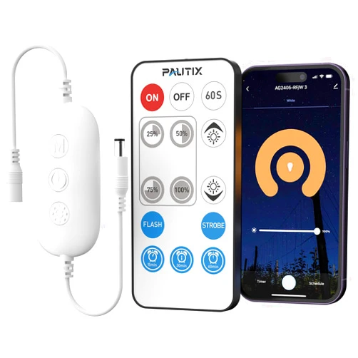 PAUTIX RF WiFi Smart Remote Dimmer for Single Color LED Strip Lights,Work with Alexa and Google,14-Key Wireless Remote,DC 12-24V Controller for 3528/2835/5050/COB LED Strip Light
