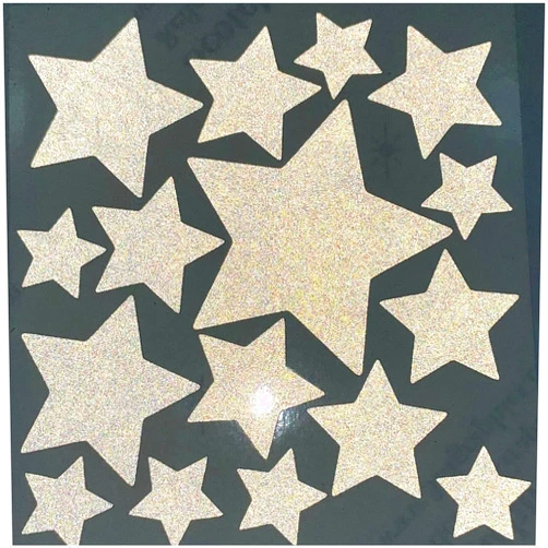 LiteMark White Reflective Star Decals, 3M Scotchlite Assorted Size Stickers for Helmets, Bikes & Cars, Pack of 16