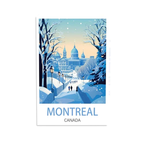 ZipcOm Montreal Canada Vintage Travel Poster 12x18inch(30x45cm) Canvas Art Poster And Wall Art Picture Print Modern Family Bedroom Decor Posters