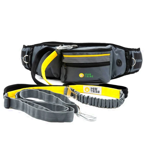Paw Tribe Hands Free Dog Leash – Heavy Duty Waist Leash for Dog Walking – Bungee Dog Leash Dog Walking Bag No Pull Dog Running Leash Multiple Dog Walking Fanny Pack Medium Large Dog Hiking Gear