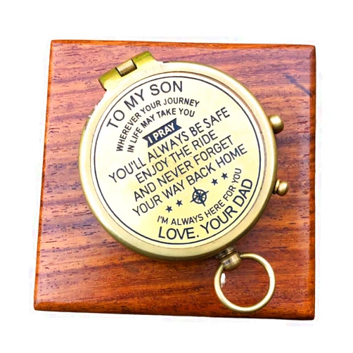 NauticalMart Personalized Compass Gift to My Son/Nautical Gift for Son from Dad/Gift to Son from Mom A for Graduation, Anniversary, Baptism, Retirement and Unique Gift with Wooden Box