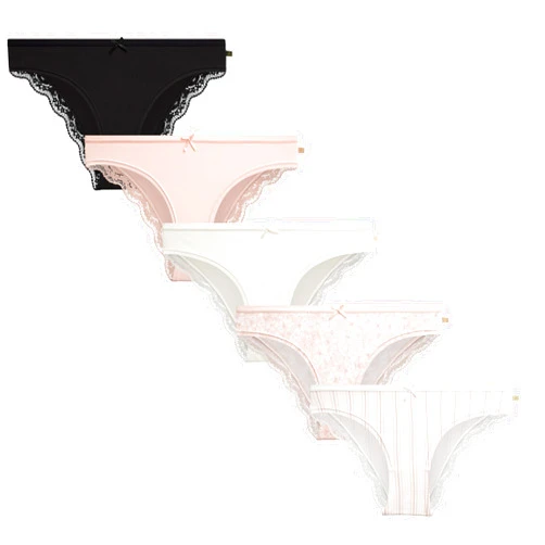 Jessica Simpson Women's Bikini Underwear - 5 Pack Sexy Lace Trim Seamless Panties Bikini Briefs - Bikini Panties for Women