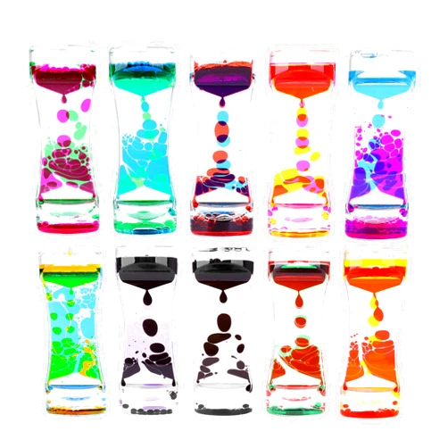 Oneshow Liquid Motion Bubbler Colorful Oil and Water Sensory Toys Hourglass Bubbler Timer Activity Fidget Toy for Kids and Teenager Calm Stress Relief Desk Toys for Office for Adults Gifts (10 Pack)