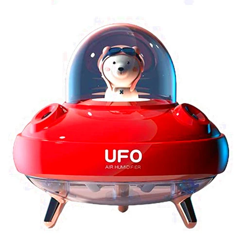 JUNJUN UFO-mini Humidifier, Air Atomizer, Cute Pet Water Meter, USB Charging, Spray With Colorful Night Light, Suitable For Bedroom, Home, Office(Color:red)