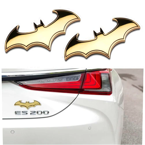 Pincuttee 2PC 3D Metal Sticker for Car,Bat Sticker for Car, Car Emblem Stickers,Car Exterior Decal and Sticker,Bumper Sticker for Car/SUV/Truck(Gold,2PC)