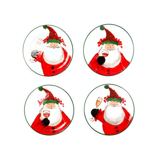 Vietri Old St. Nick Cocktail Plates, Set of 4, 6.75