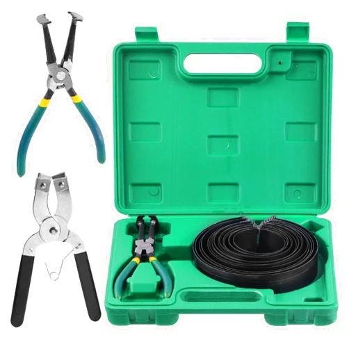 Glarks 15Pcs Auto Engine Piston Ring Compressor Tool Set Including 2Pcs Piston Ring Pliers and 14Pcs Piston Rings (62-145mm/2.44-5.71in) for Repairing Car Truck Auto Engine