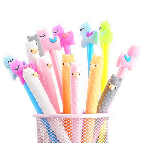 Tenare 20 Pieces Lama Pens Alpaca Gel Ink Pens Kawaii Cute Animal Black 0.5 mm for Kids