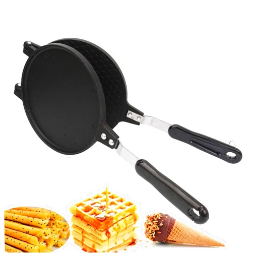 ZEENEEK Waffle Cone Maker, Waffle Irons Baking Pan, Double Sided Pancake Maker Multifunctional Crisp Omelet Pan Egg Roll Maker Machine - 6.7 Inches