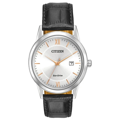 Citizen Men's Classic Eco-Drive Leather Strap Watch, 3-Hand Date