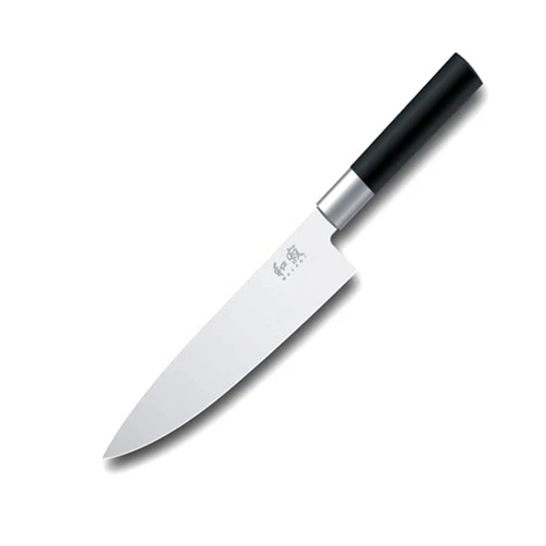 Kai Wasabi Chef's Knife 8”, Thin, Light Kitchen Knife, Ideal For All-Around Food Preparation, Hand-Sharpened Japanese Knife, Perfect For Fruit, Vegetables, And More,Black