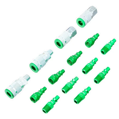 Milton ColorFit Coupler & Plug Kit (14 Piece), A-Style 1/4 NPT Green, S-314AKIT