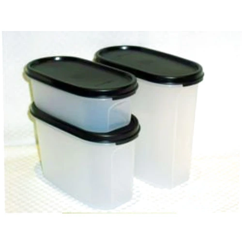 Tupperware Black MODULAR MATES OVAL 3 pc Pantry Starter Storage Set NEW
