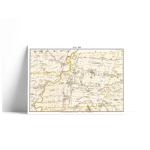 MG Global Wrapped Gift | Historical Poster of Avon 1858 New York Genealogy Livingston County NY | 11x17 12x18 16x24 24x36 Unframed Print Wall Art | Vintage Antique Rustic Home Office Decor