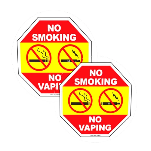 Safety Magnets No Smoking No Vaping Window Decals (2 Pack) - 5 Inch Round - No Smoking in Vehicle Stickers - Inside Window Cling - Easy to Remove and Reposition