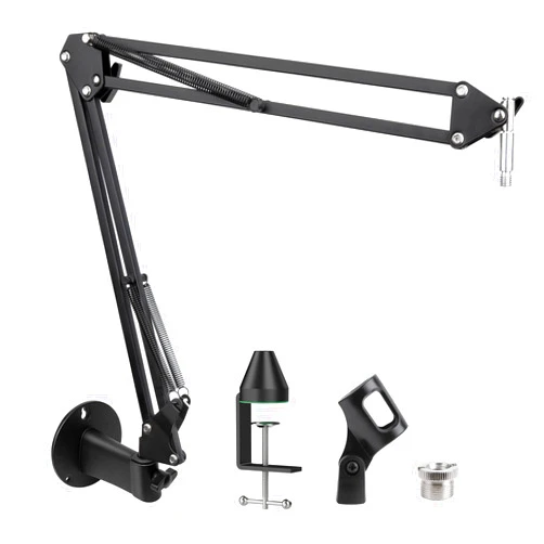 SUNMON Microphone Wall Mount and Metal Table Mounting Clamp, Universal Microphone Boom Arm Stand Compatible with HyperX QuadCast, Blue Yeti, Blue Snowball, Shure SM58 Microphone