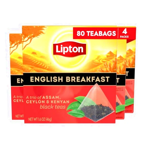 Lipton Black Tea English Breakfast, Pyramid Tea Bags, Flavored Teabags for a Refreshing Cup of Tea, 80 Total Tea Bags (20ct - Pack of 4)