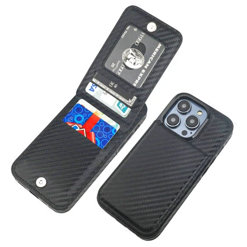 KIHUWEY Compatible with iPhone 14 Pro Case Wallet with Credit Card Holder, Flip Premium Leather Magnetic Clasp Kickstand Heavy Duty Protective Cover for iPhone 14 Pro 6.1 Inch (Carbon Black)