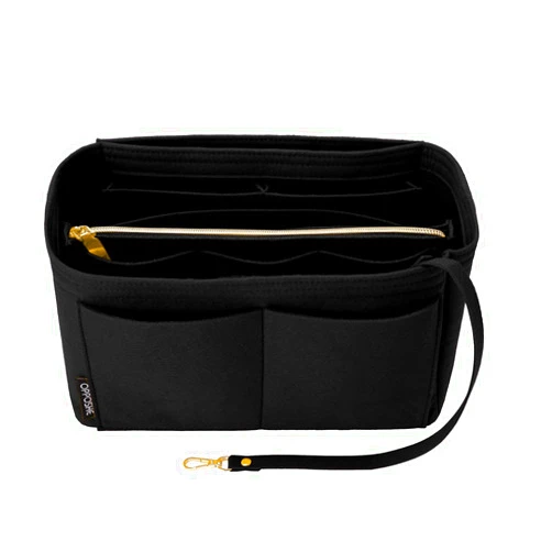 OPPOSHE Purse Organizer Insert for Handbags, Softened Felt Bag Insert Organizer for Tote, Handbag Organizer Compatible with LV, Coach, MK, Kate Spade, Goyard, Longchamp (Black, Small)