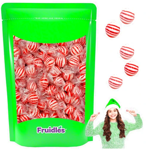 The Dreidel Company Christmas Red and White Peppermint Balls Holiday Hard Candy, Individually Wrapped (Half-Pound)