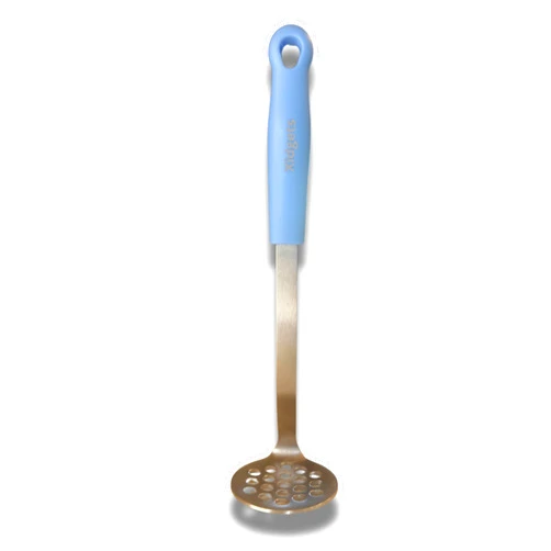 Xidgets Medium Small Potato masher Egg & Avocado Masher. Sturdy design, comfortable grip, Dishwasher Safe. Stainless steel, lightweight kitchen essential. (Sky Blue)