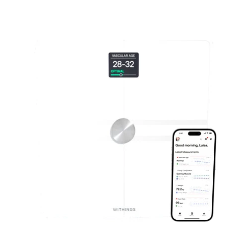 WITHINGS Smart Scales for Body Weight, FSA or HSA Eligible, Body Analysis, Fat Content, Muscle Mass, Bone Density, Visceral Fat, Bathroom Scale, BMI Scales Digital Weight and Body Fat, Bluetooth, WiFi