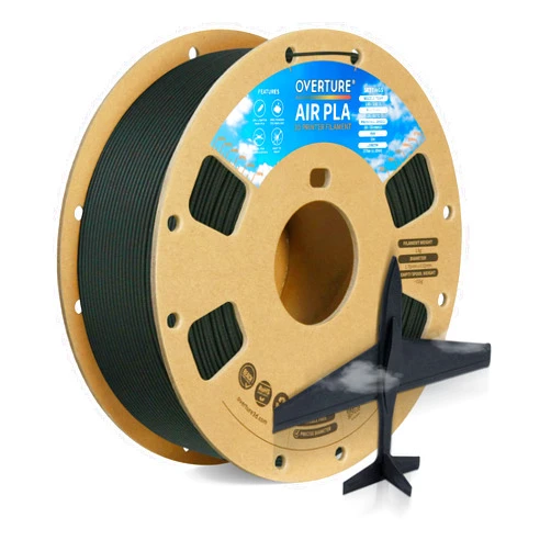 OVERTURE Air PLA Filament, Pre-Foamed PLA Low-Density, Lightweight PLA, Cardboard Spool, 0.82kg(1.8lbs), Dimensional Accuracy +/- 0.02mm (Air Black)